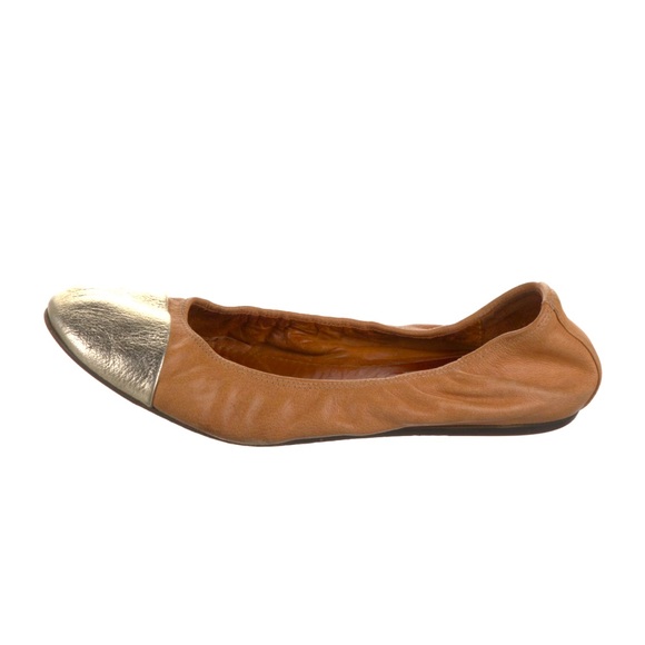 Beige Gold Lanvin Ballet Captoe Flats with dust bag - Picture 1 of 5